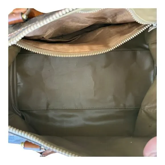 Celine Macadam Boston Bag Vintage Brown 2 Handle Classic Monogram Purse Handbag - Picture 9 of 16